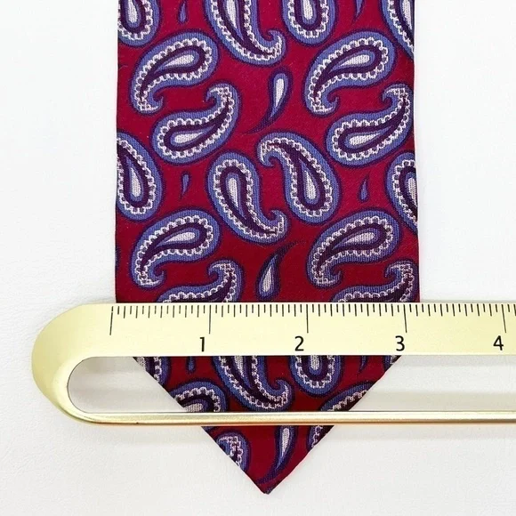 Robert Talbott Paisley Woven Silk Tie Best of Class Red Navy Blue White New NWT - Picture 4 of 7